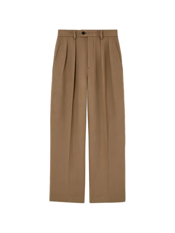 Loro Piana Rodger Pleated Wool Trousers in Brown