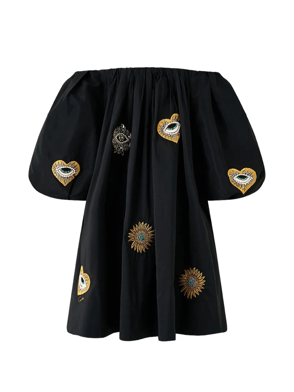 Camilla off-shoulder puff dress - Nero