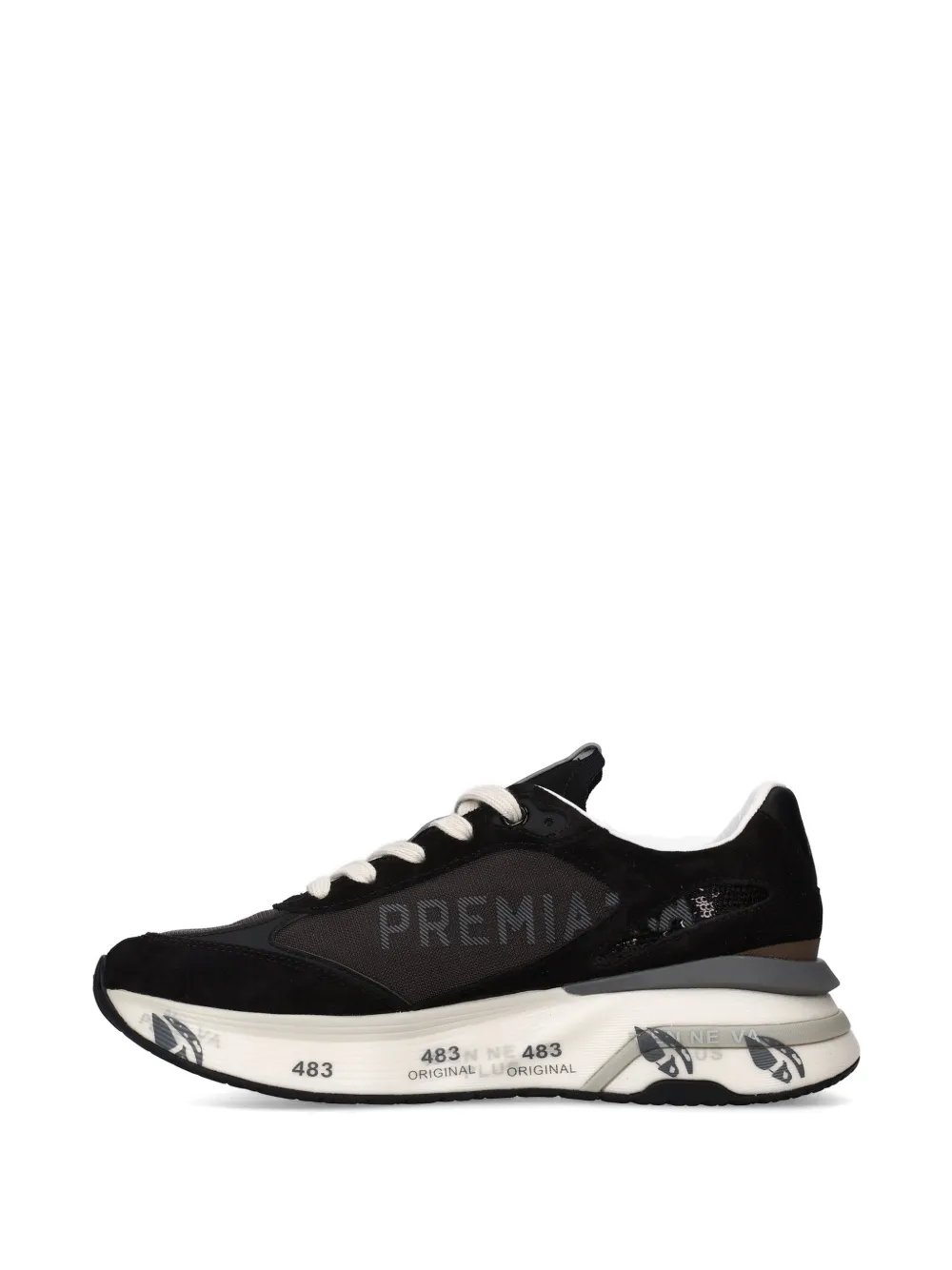 Premiata print flat sneakers Zwart