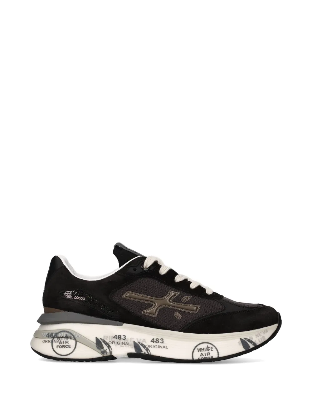 Premiata print flat sneakers Zwart
