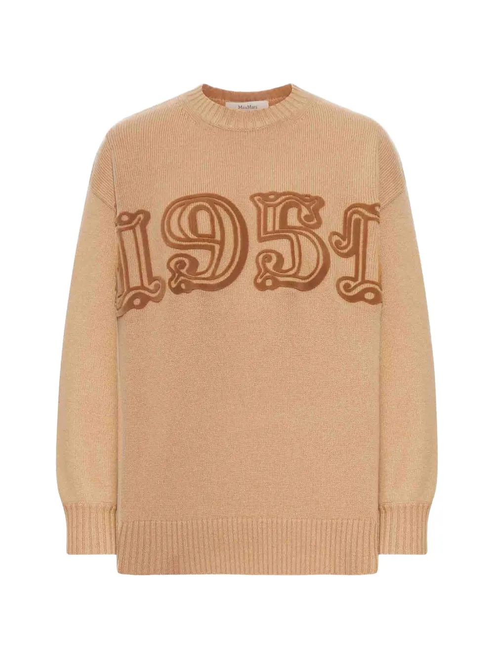 Max Mara number-embroidered crew-neck sweater - Toni neutri