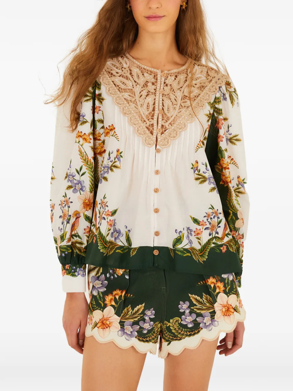 FARM Rio floral crochet blouse - Toni neutri