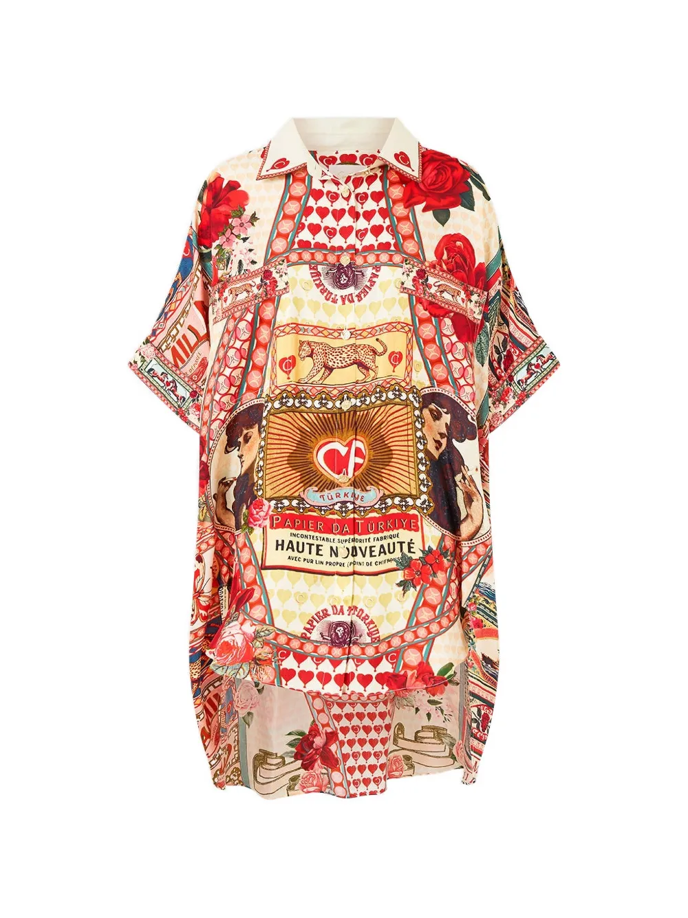 Camilla curved-hem oversized shirt - Nude