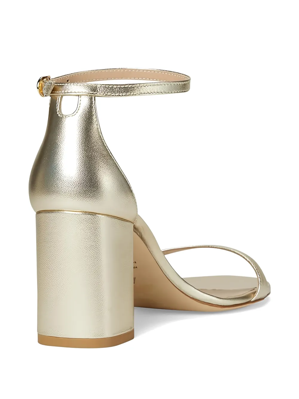 Stuart Weitzman Nudist Block 75 sandalen met blokhak en enkelbandje Goud