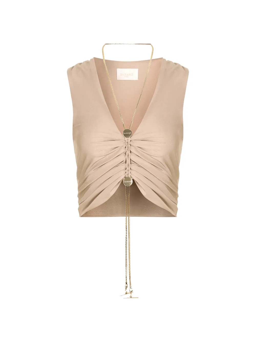 Danamé gathered V-neck top - Toni neutri