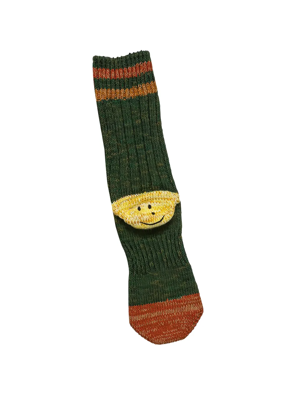KAPITAL rainbow striped smiley socks - Verde