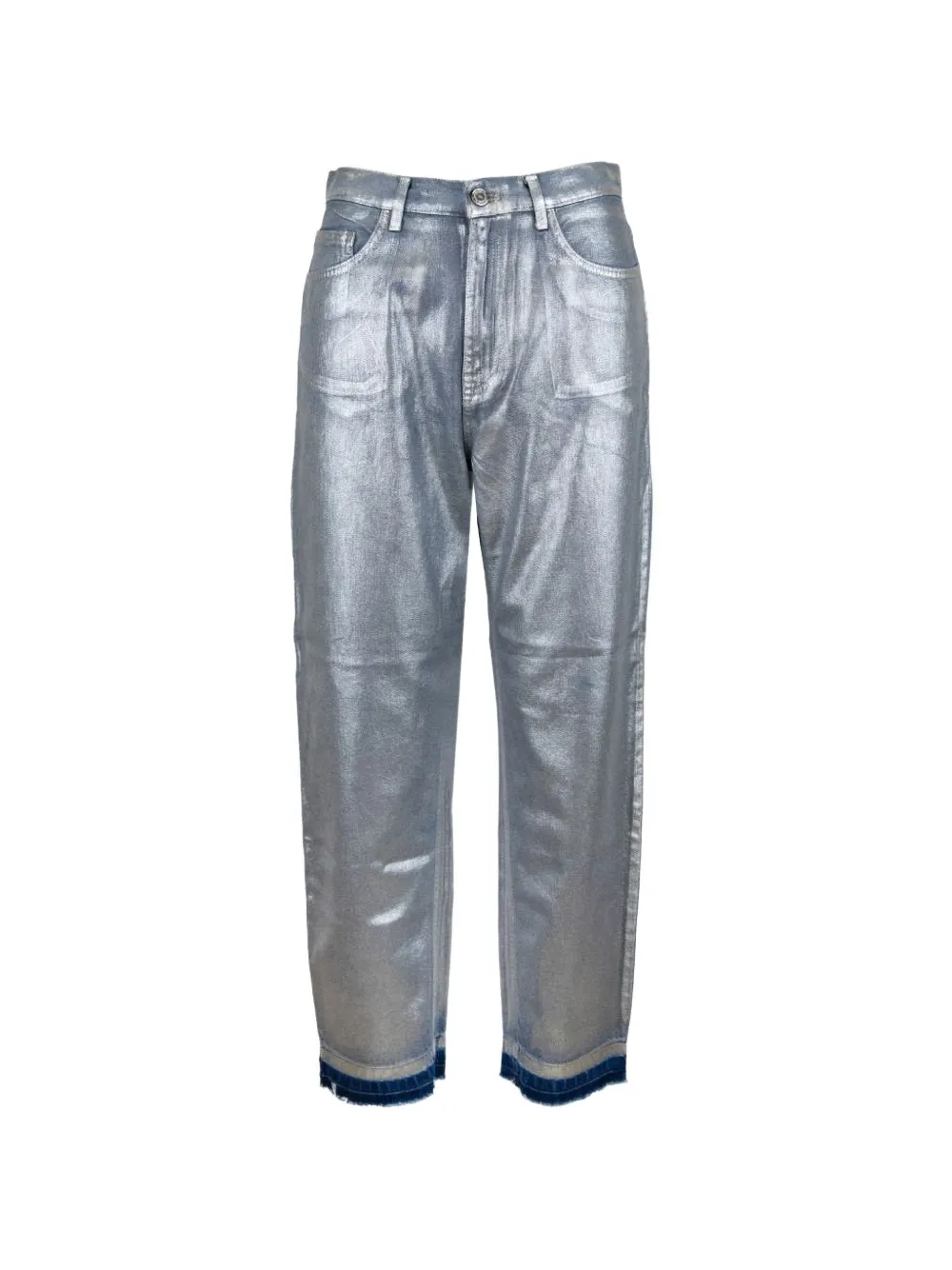 Elisabetta Franchi metallic-effect trousers - Argento