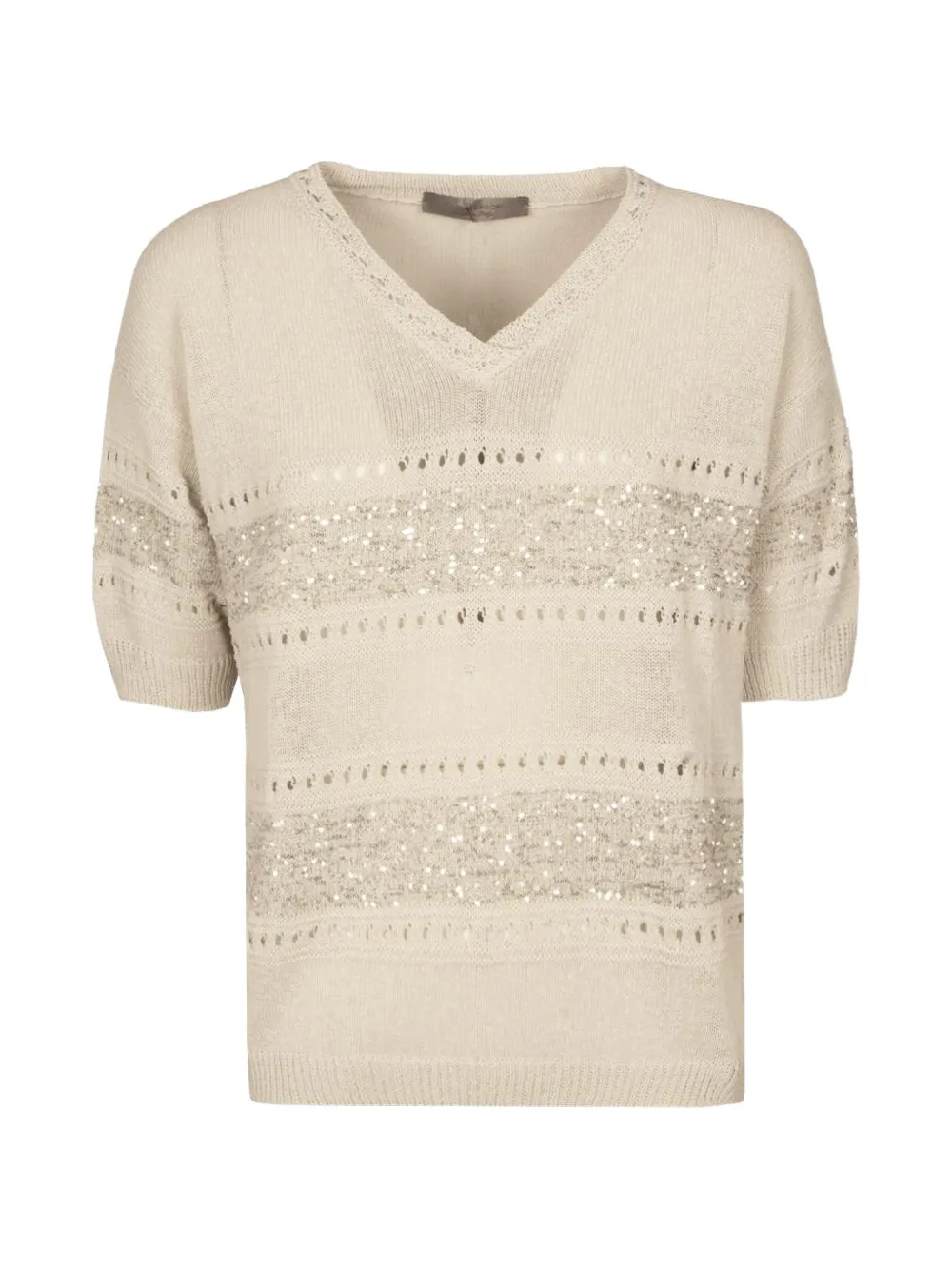 D.Exterior sequin V-neck sweater - Toni neutri