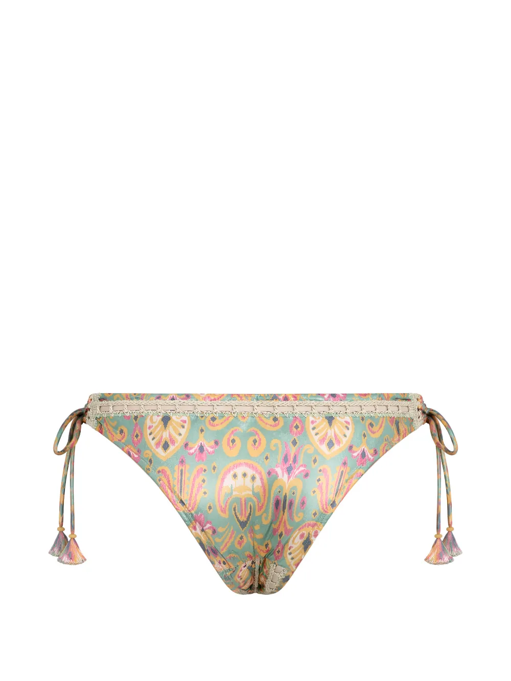  Del Maar Print Crochet Bikini Bottoms - Green 