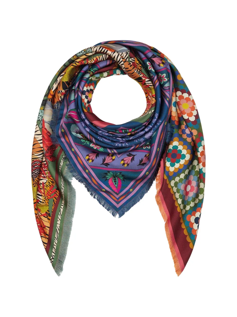 Franco Ferrari bordeaux floral-print scarf - Blau