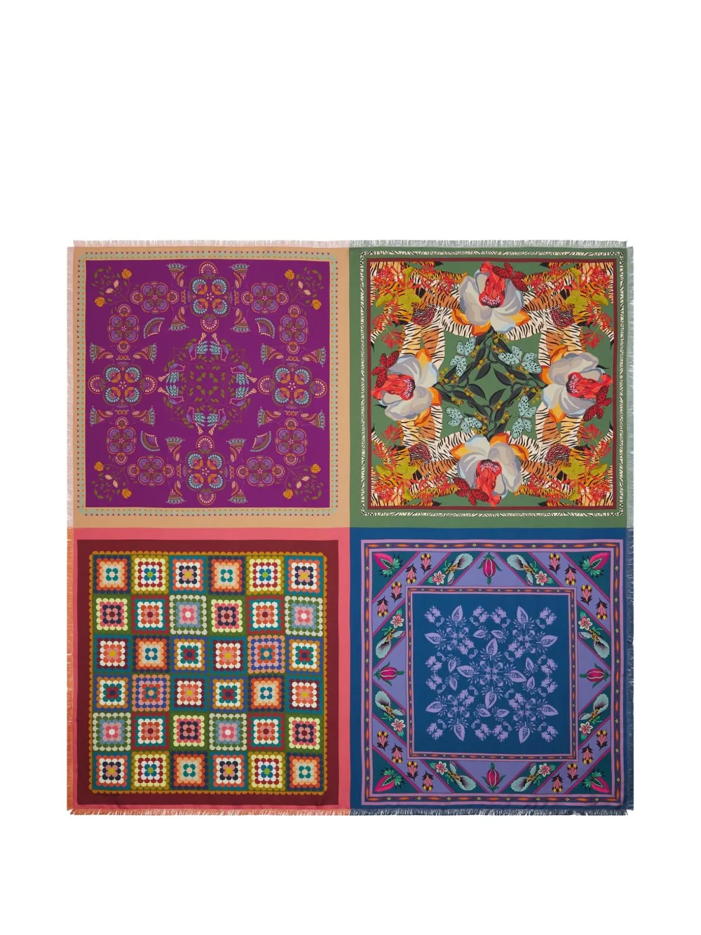 Franco Ferrari Bordeaux sjaal met bloemenprint Blauw