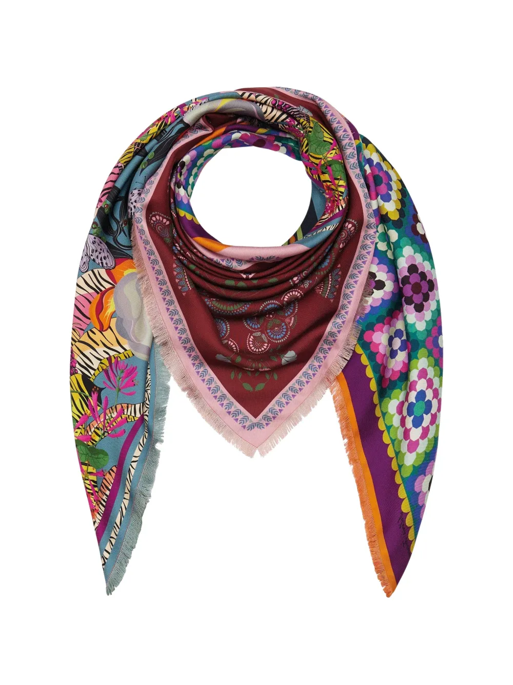 Franco Ferrari Bordeaux sjaal met bloemenprint Blauw
