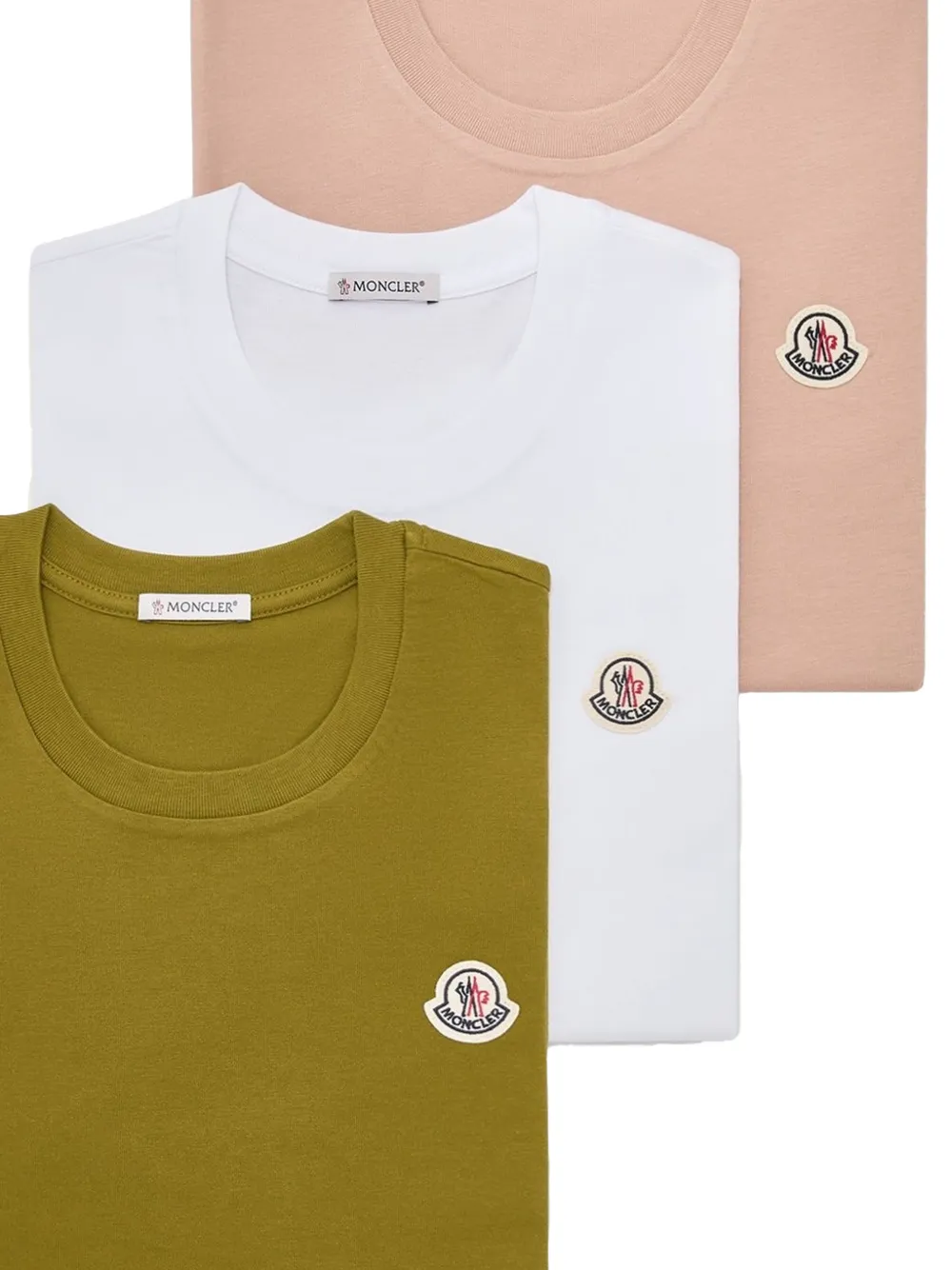 Moncler Drie meerkleurige T-shirts met patches Groen