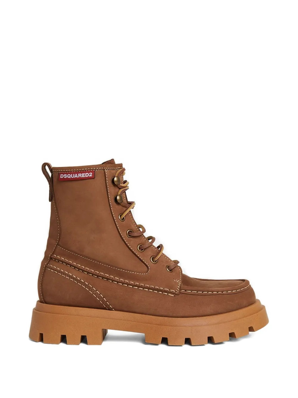 DSQUARED2 KIDS Combat boots met contrasterend stiksel Bruin