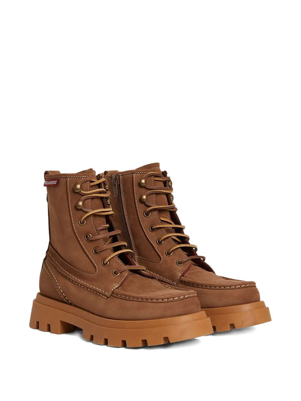 DSQUARED2 KIDS Anfibi con cuciture a contrasto - Marrone