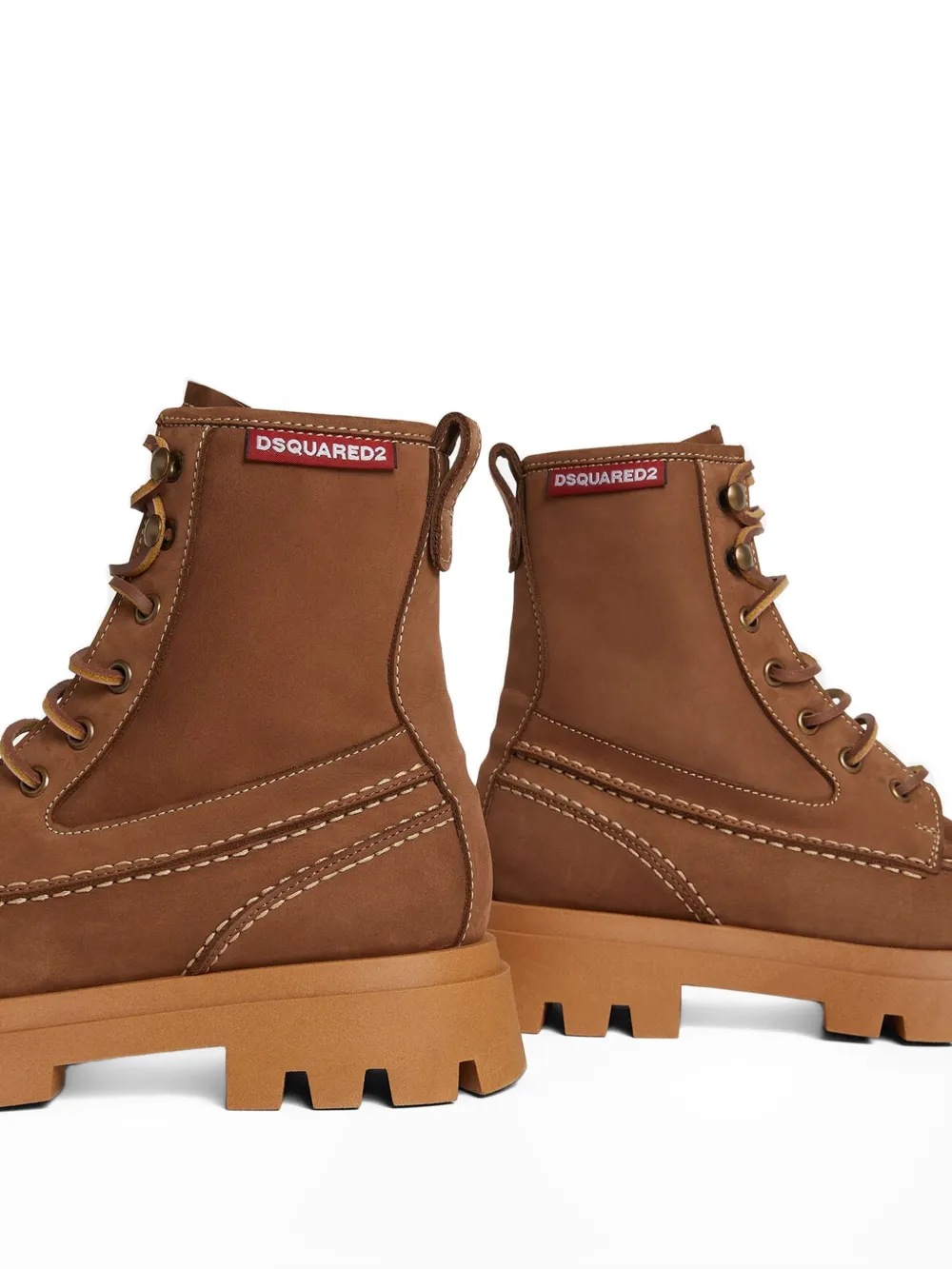 DSQUARED2 KIDS Combat boots met contrasterend stiksel Bruin