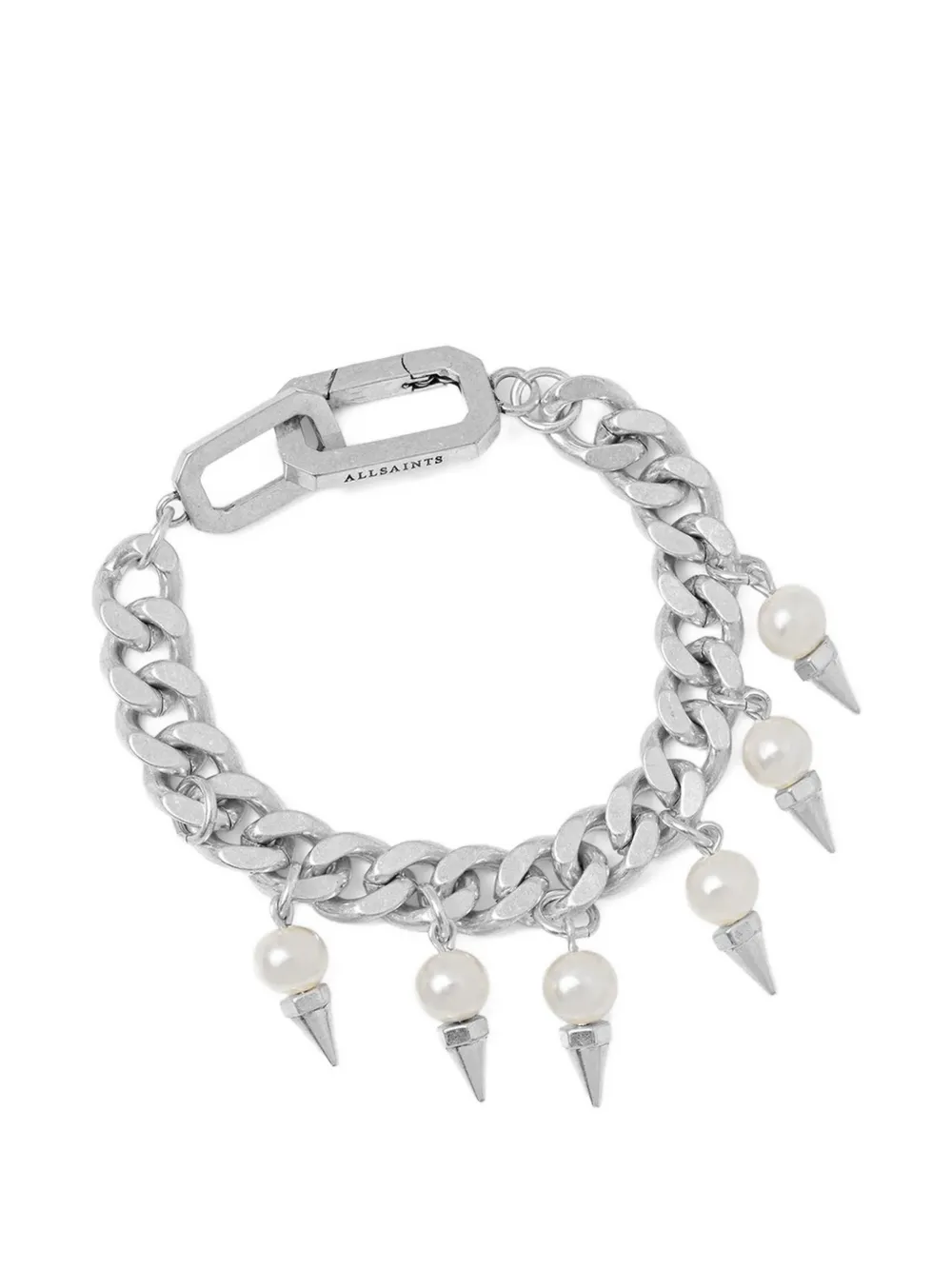 AllSaints pearl spike chain bracelet - Argento