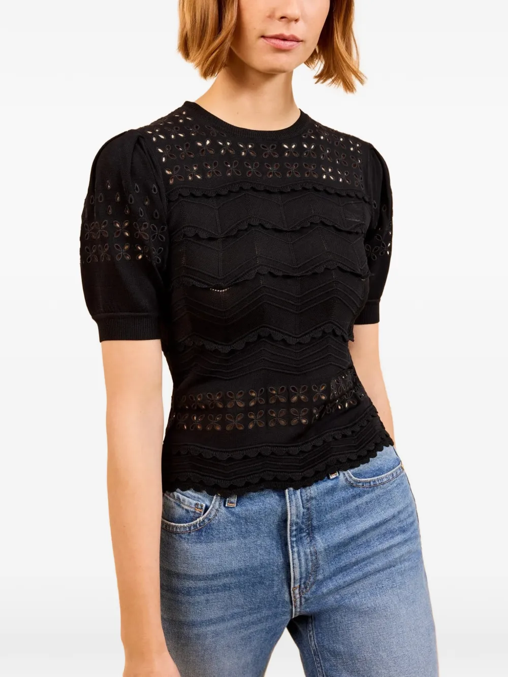 Ulla Johnson Marcelena top met ruches en ringlets Zwart