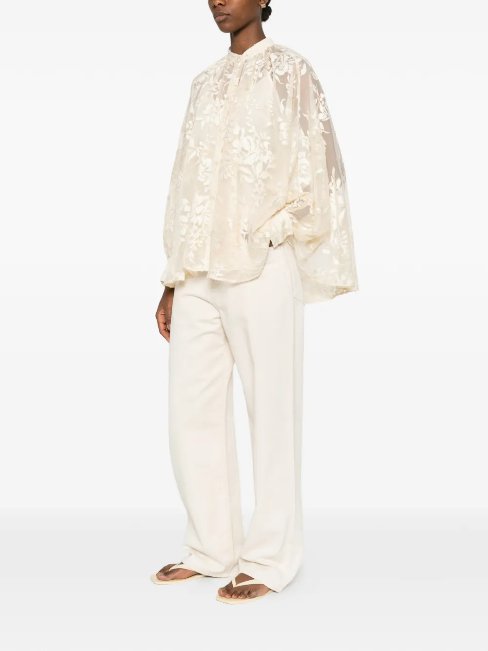 ERMANNO FIRENZE Shirt met bloemenprint Beige