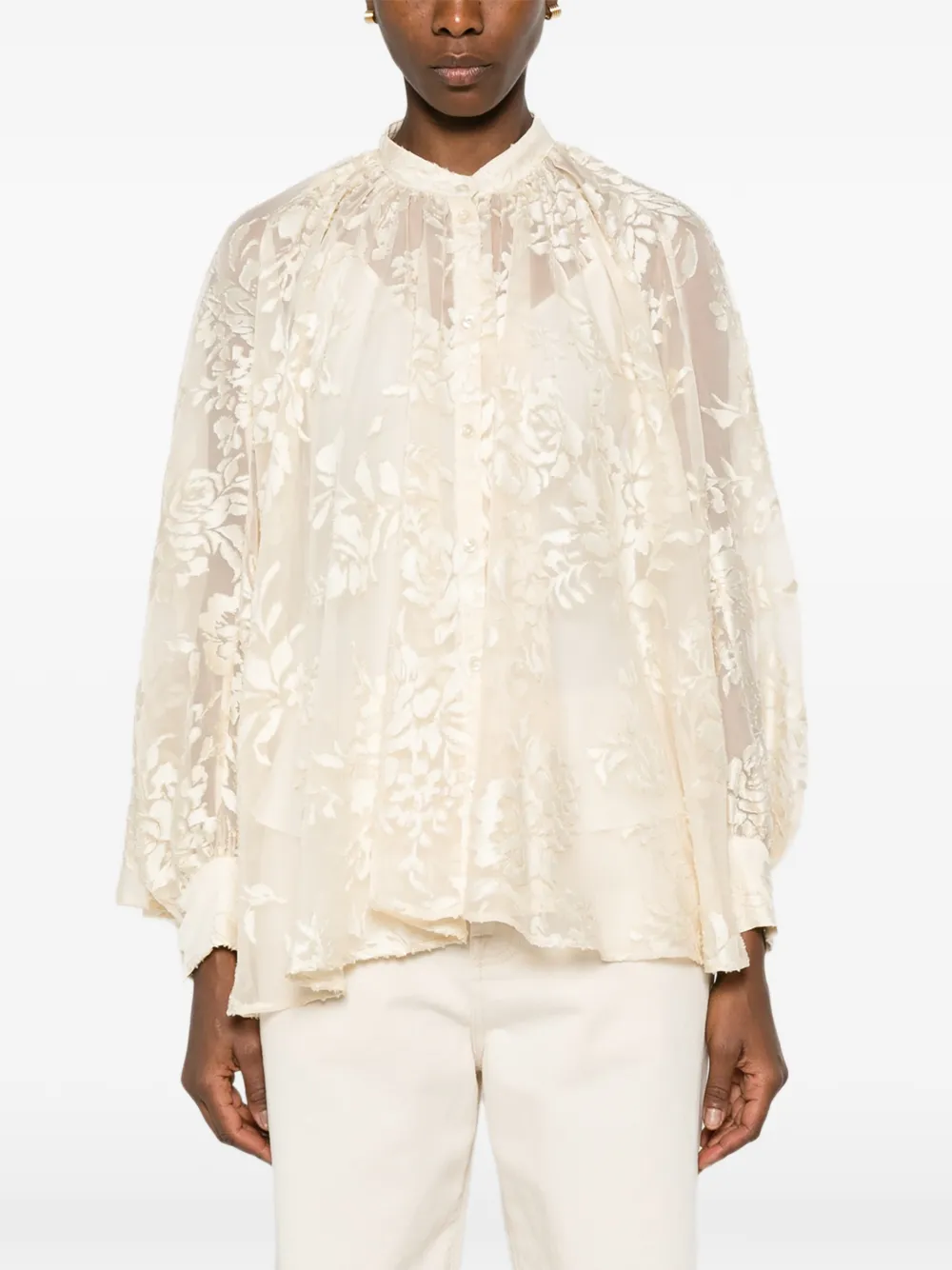 ERMANNO FIRENZE Shirt met bloemenprint Beige