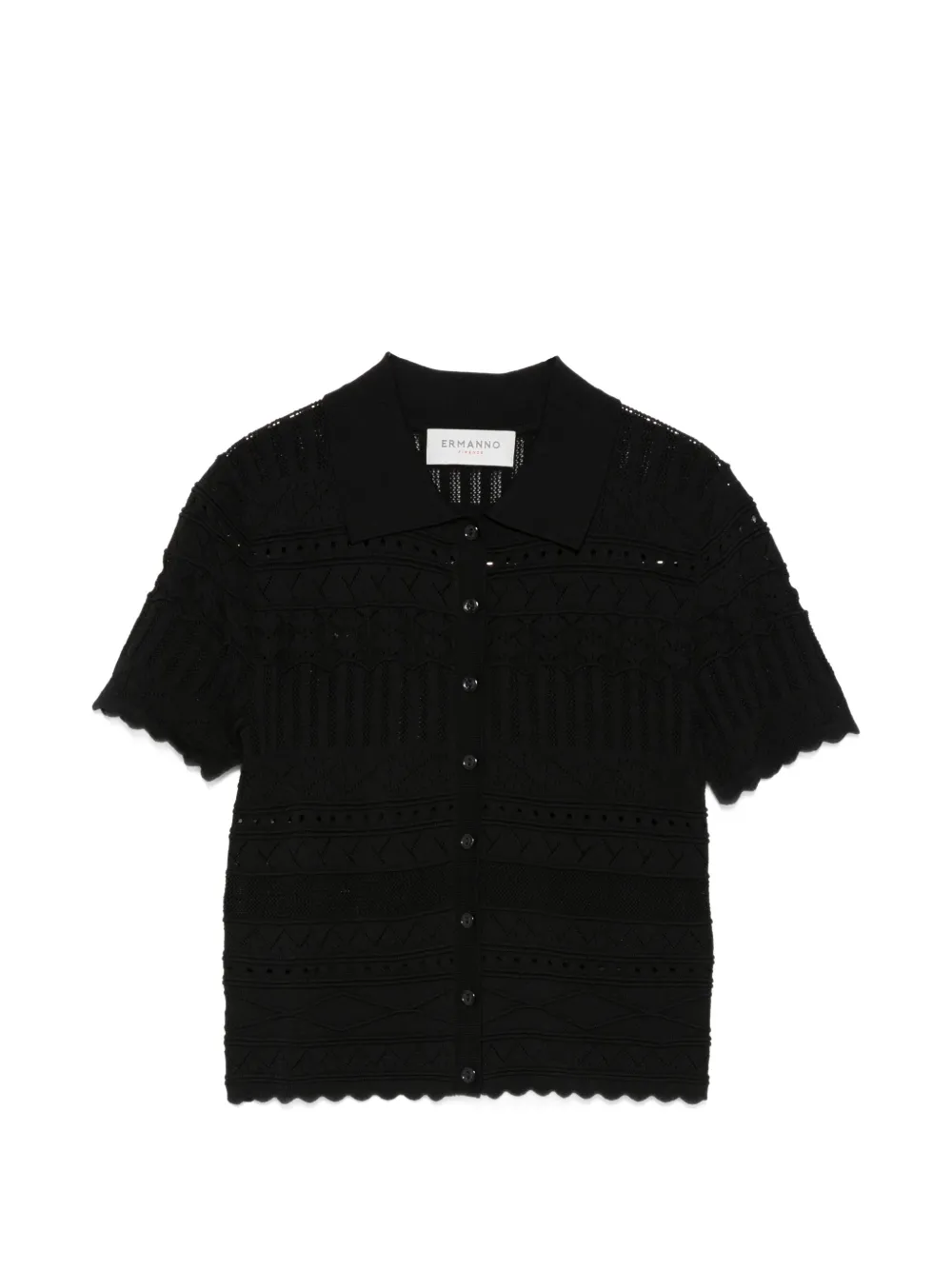ERMANNO FIRENZE perforated polo top - Nero