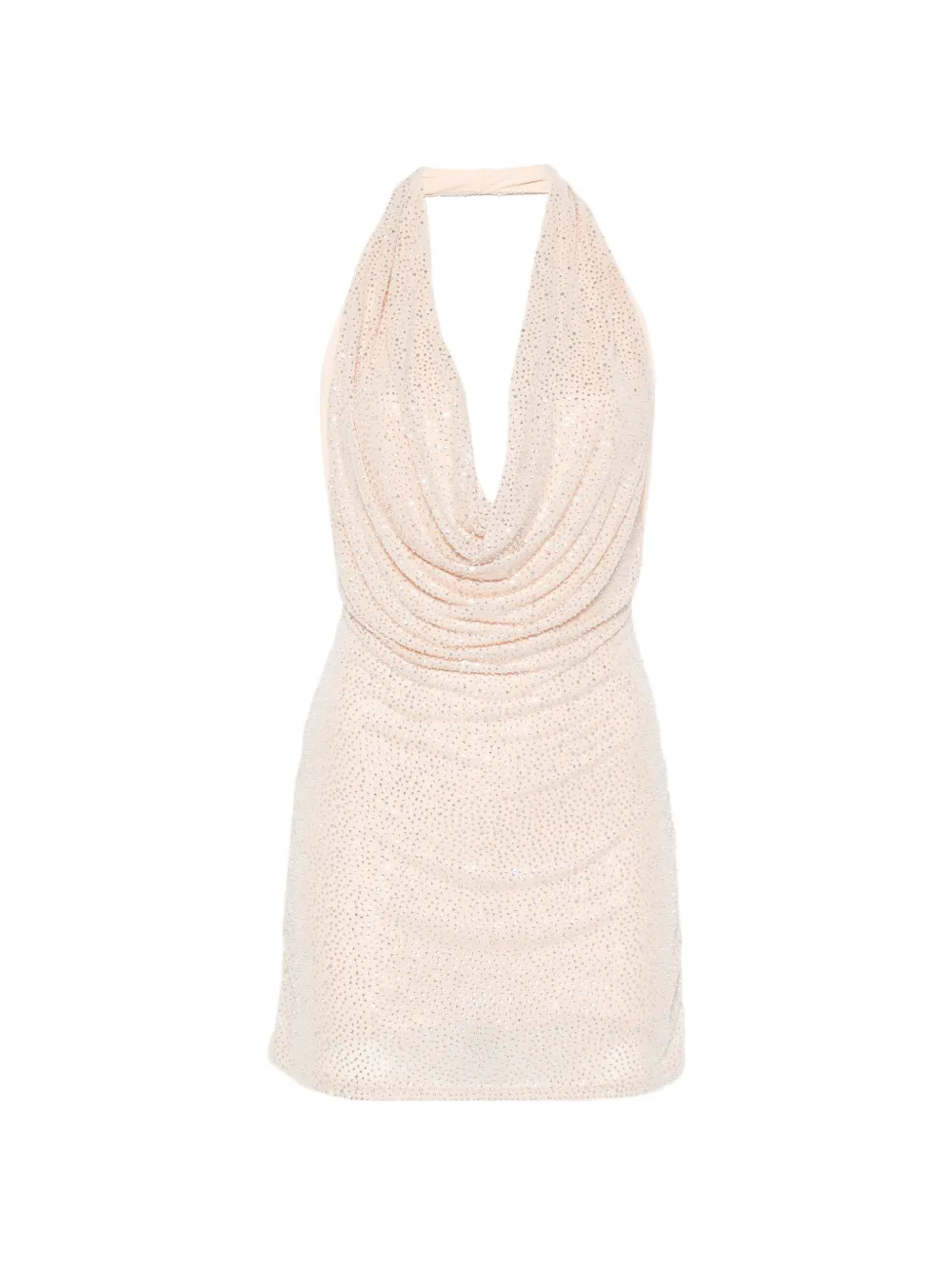 TWENTY FOURHAITCH crystal-embellished halterneck mini dress - Toni neutri