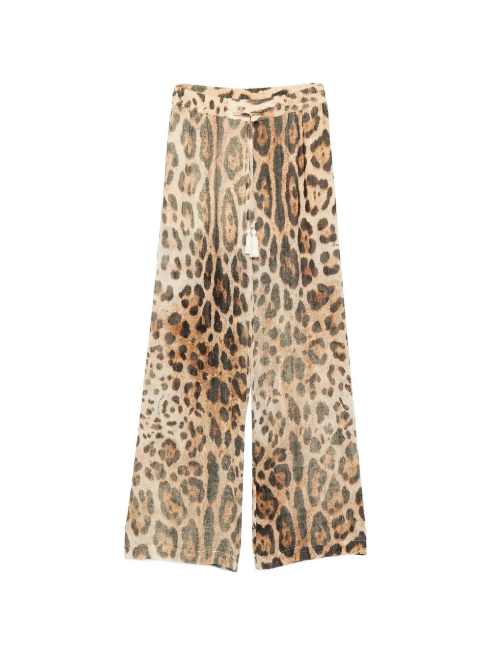 ERMANNO FIRENZE tassel leopard-print trousers - Nude