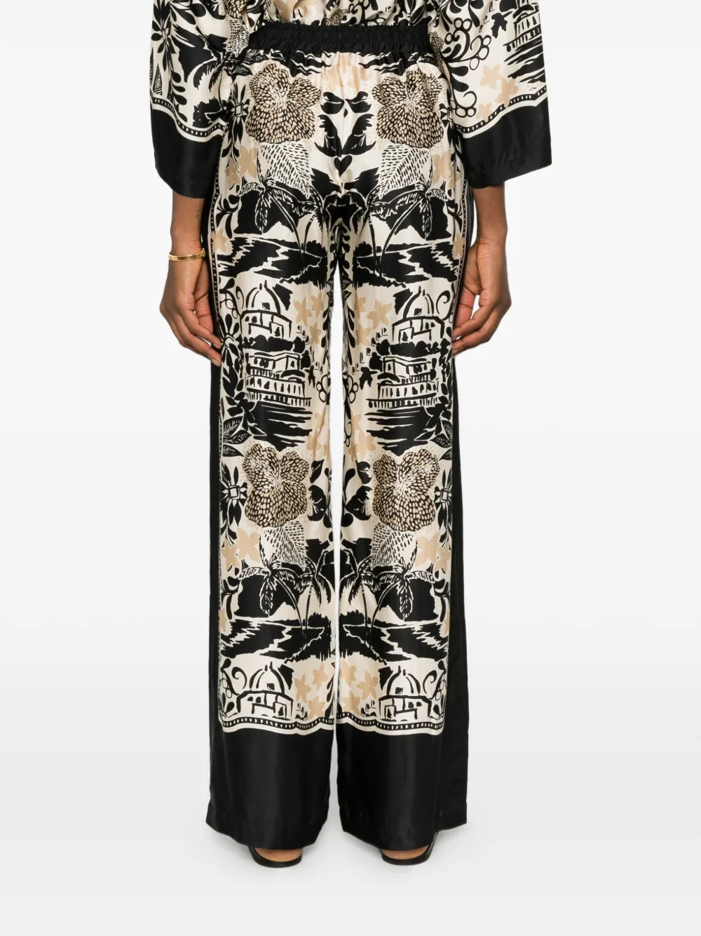 ERMANNO FIRENZE Broek met bloemenprint Zwart
