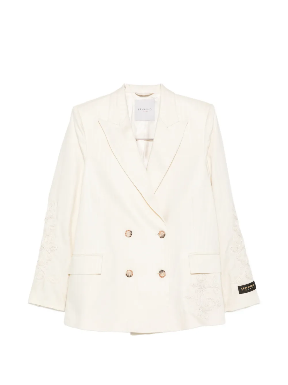 ERMANNO FIRENZE double-breasted embroidered blazer - Toni neutri