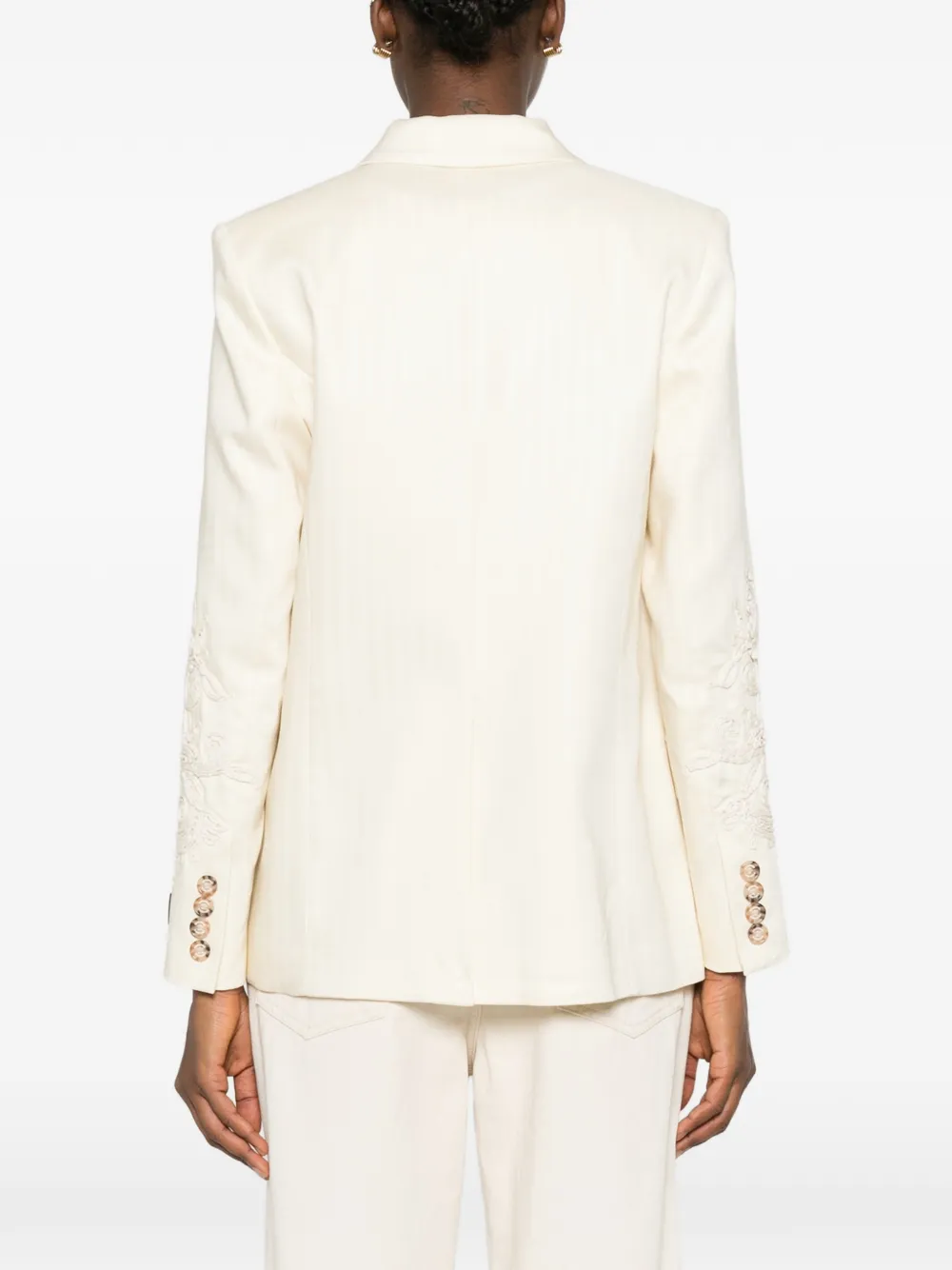 ERMANNO FIRENZE Blazer met borduurwerk en dubbele rij knopen Beige
