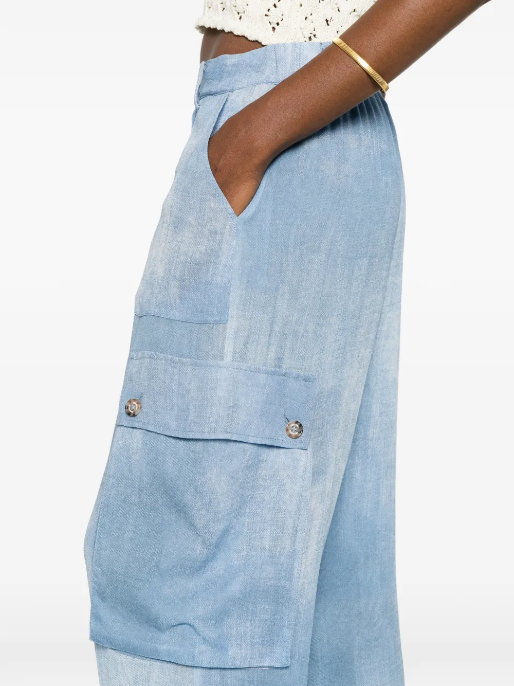 ERMANNO FIRENZE Broek met cargo-zak en strik Blauw