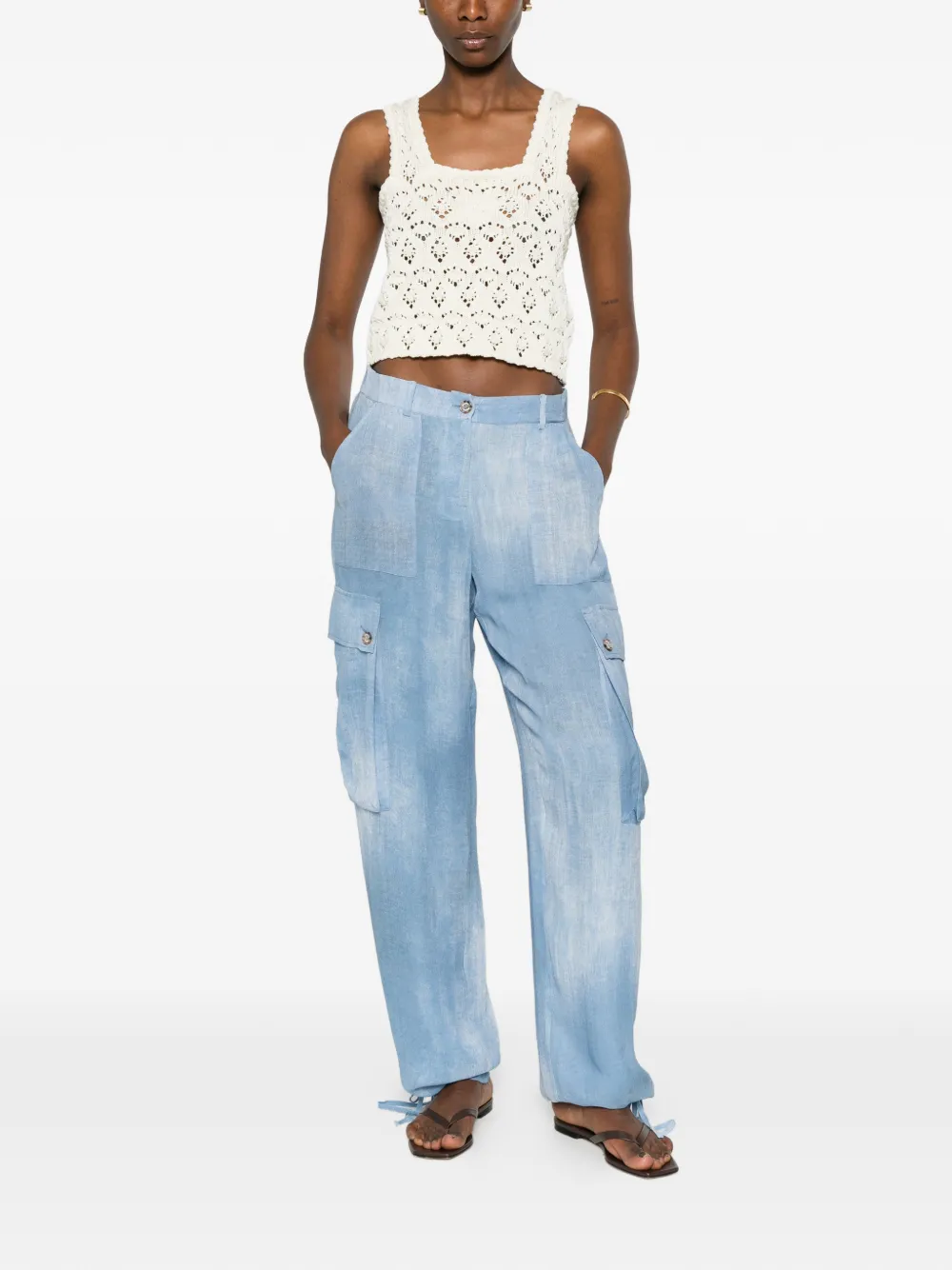 ERMANNO FIRENZE Broek met cargo-zak en strik Blauw