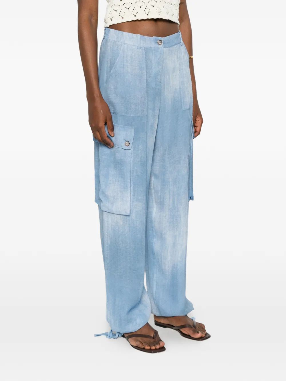 ERMANNO FIRENZE Broek met cargo-zak en strik Blauw