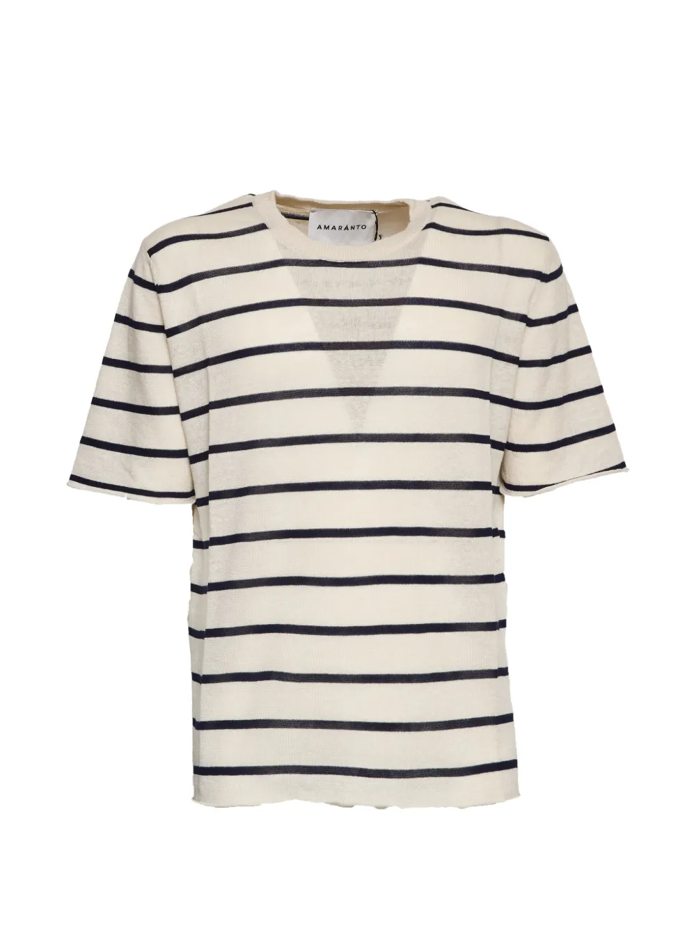 AMARANTO striped crewneck T-shirt - Toni neutri