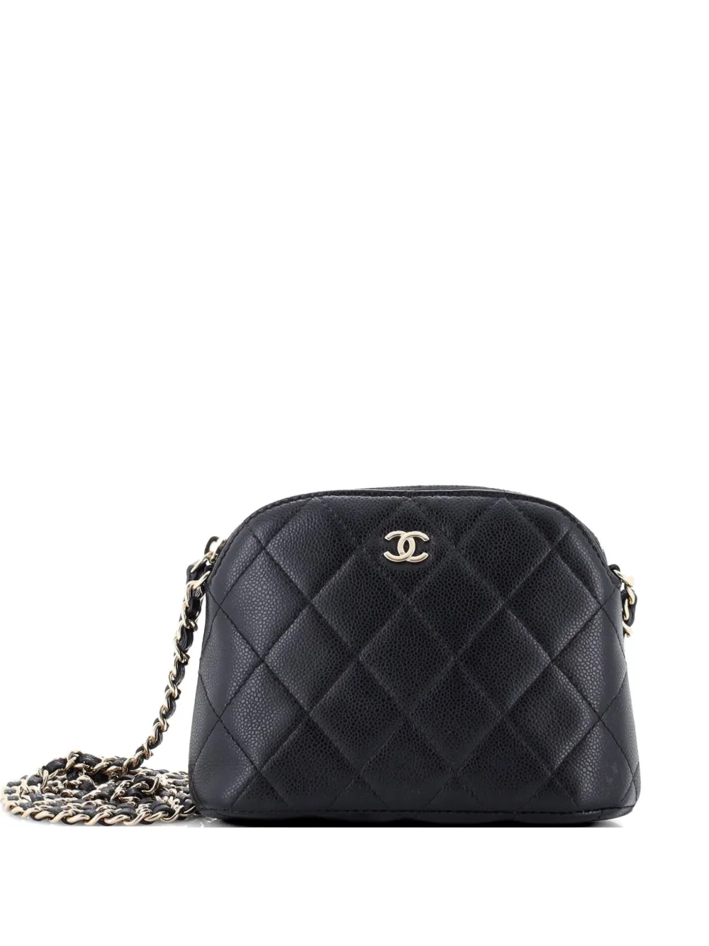 CHANEL Pre-Owned CC Dome Zip Clutch with Chain Quilted Caviar Mini crossbody bag - Nero