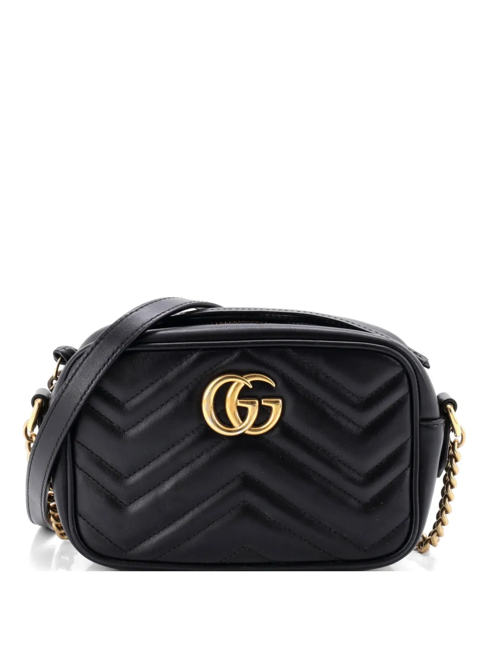 Gucci Pre-Owned Borsa a tracolla GG Marmont mini in pelle matelassé - Nero