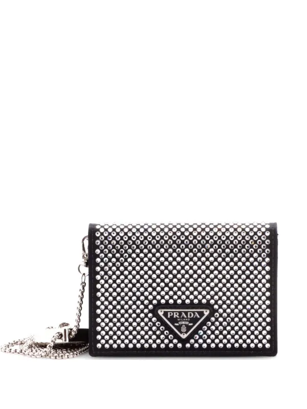 小物 PRADA Prada Pre-Owned フラップ カードケース ウィズチェーン サテン