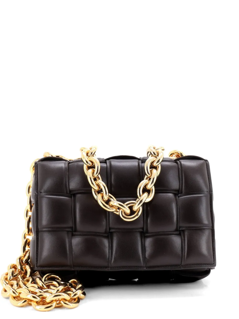 Bottega Veneta Pre-Owned Borsa a tracolla Cassette imbottita in pelle con motivo Maxi Intrecciato e catena - Marrone