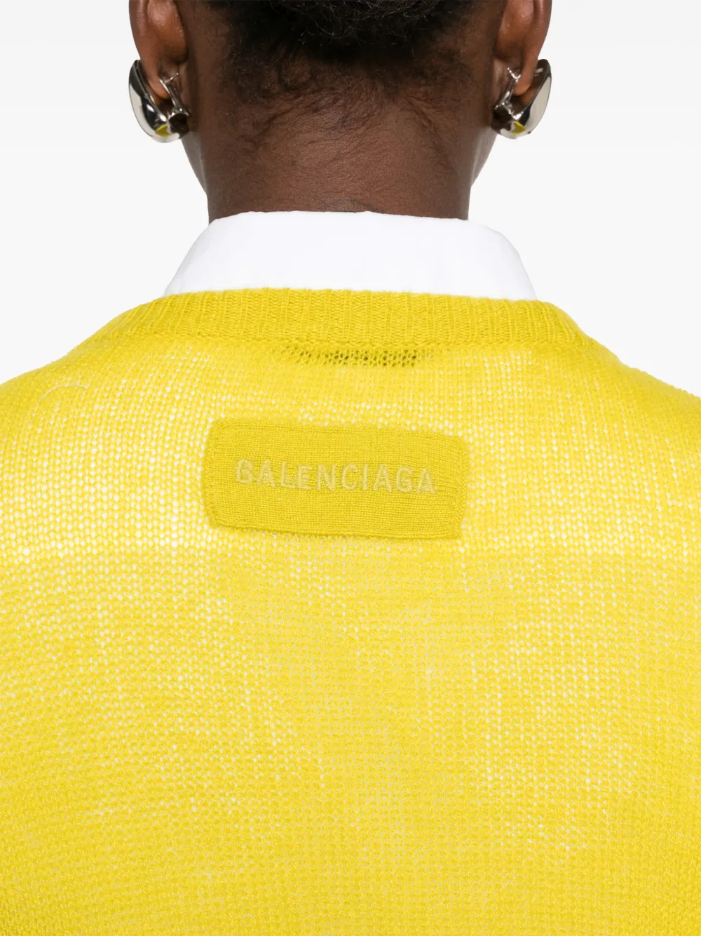 Balenciaga Cropped trui met ronde hals Geel