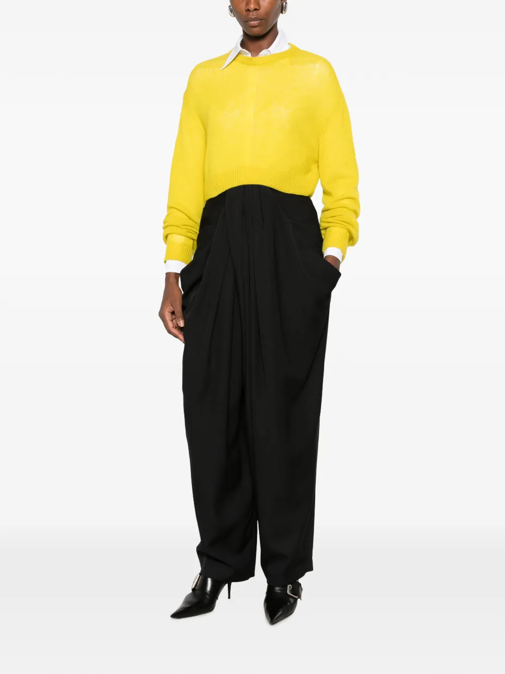 Balenciaga Cropped trui met ronde hals Geel