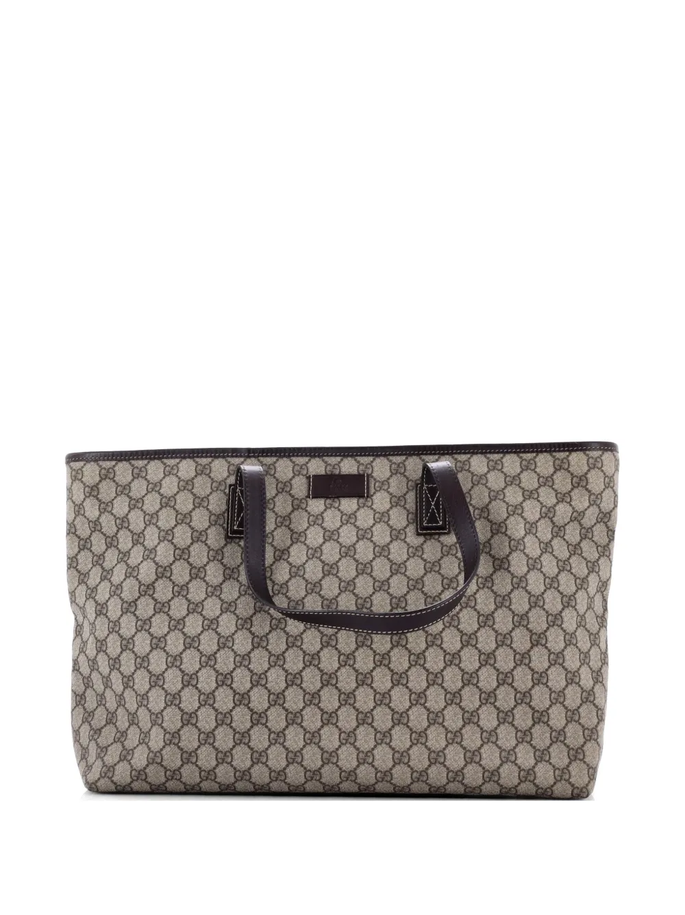 Gucci Pre-Owned Borsa tote Plus grande in tela cerata GG e pelle - Marrone