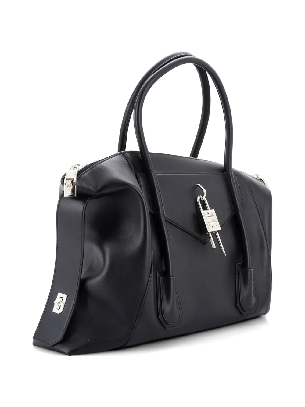  Givenchy Pre-owned Antigona Soft Lock Bag Leather Medium Satchel - Black 