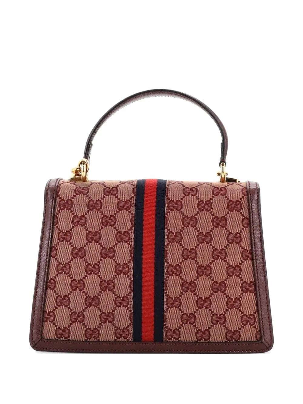  Gucci Pre-owned Ophidia Flap Top Handle Bag Gg Canvas Small Satchel - Red 