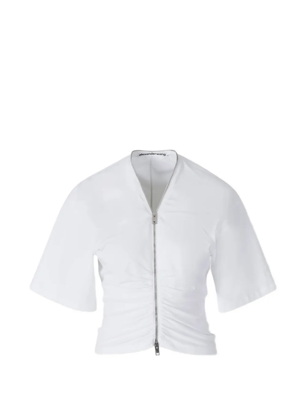 Alexander Wang Gathered T-shirt With Continuous Loop Zipper In White