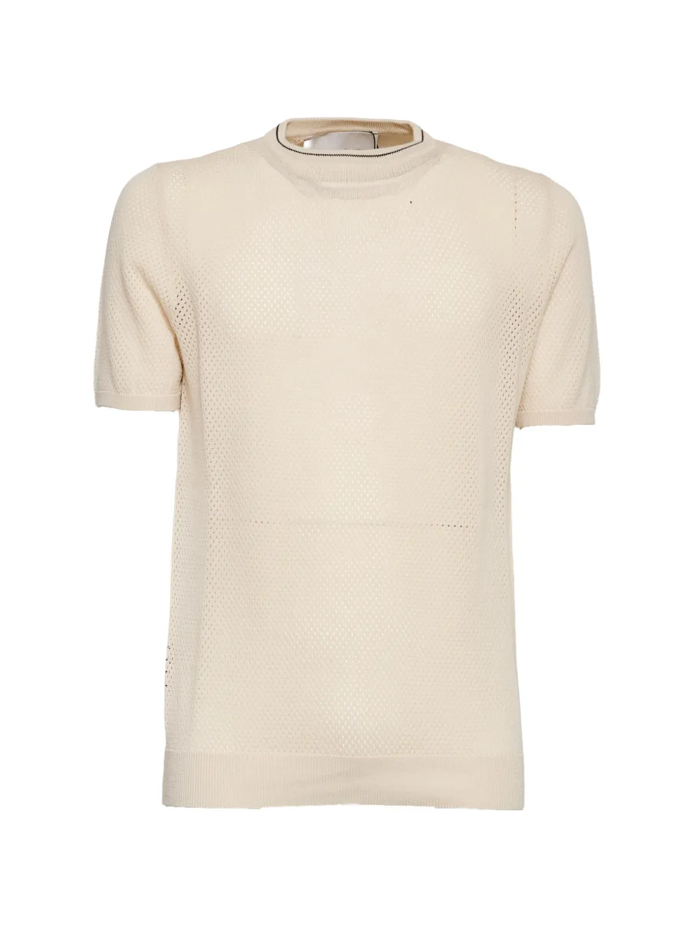 AMARANTO round-neck openwork T-shirt - Toni neutri