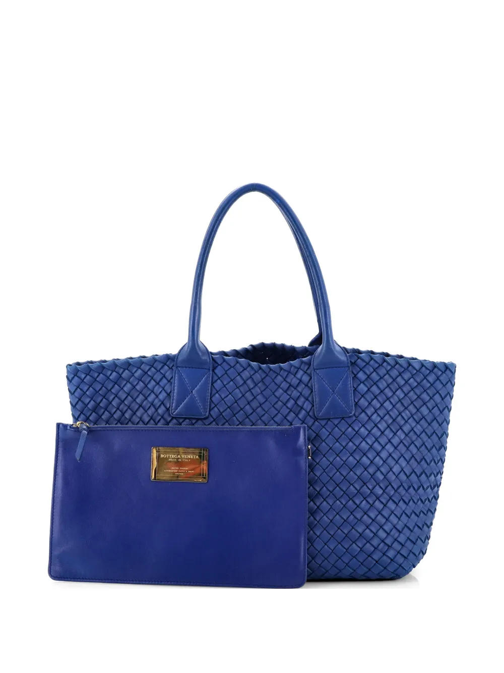 Bottega Veneta Pre-Owned Borsa tote Cabat media in nappa con design Intrecciato - Blu