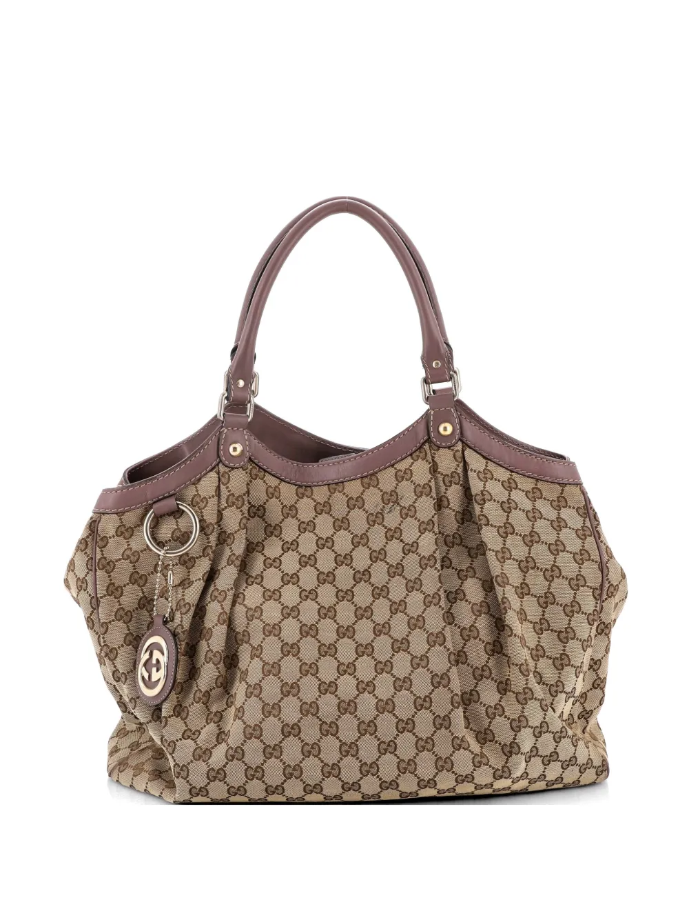 Gucci Pre-Owned Borsa tote Sukey grande in tela GG e pelle - Marrone