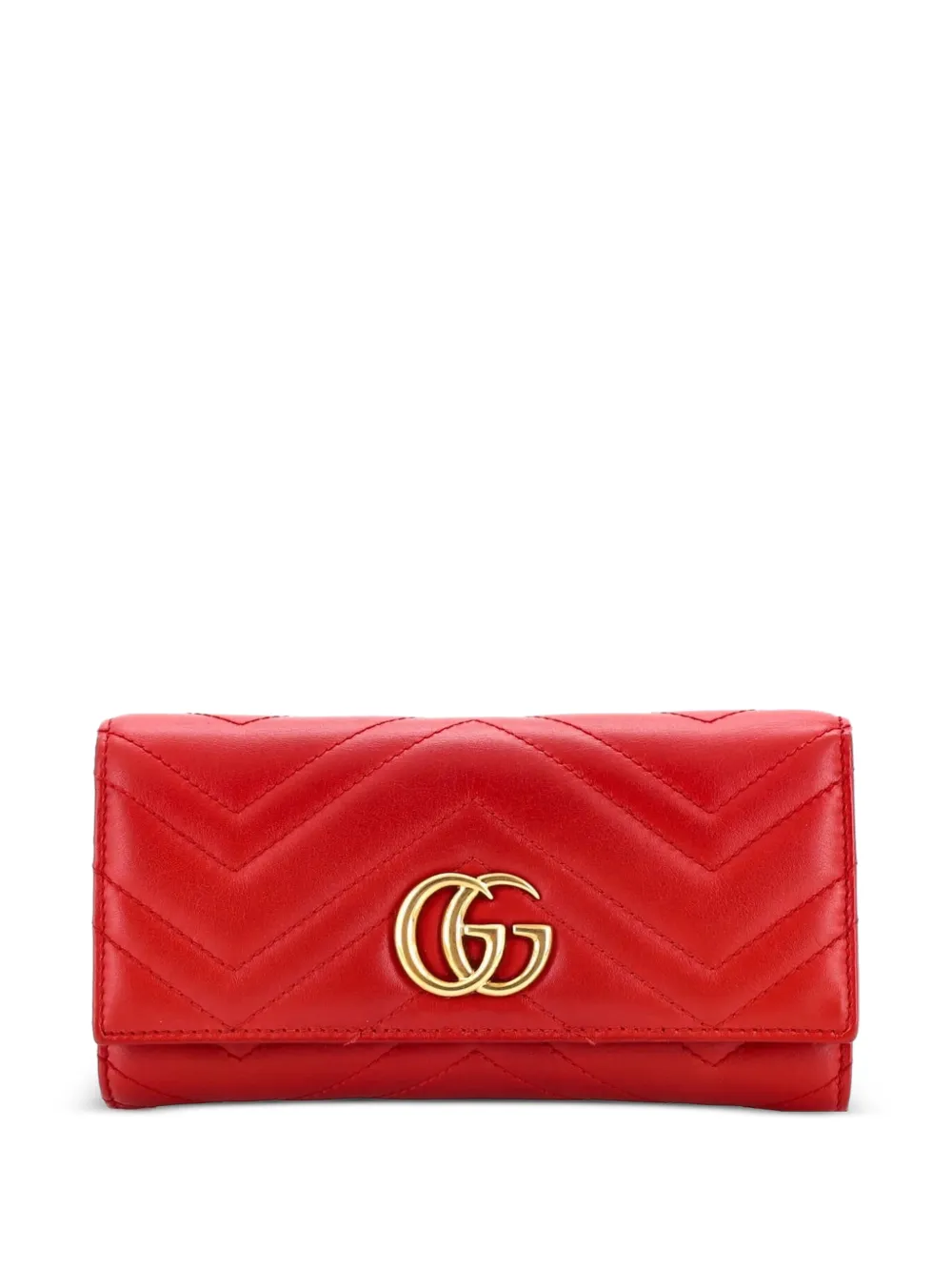 Gucci Pre-Owned Portafoglio continental GG Marmont piccolo in pelle matelassé - Rosso
