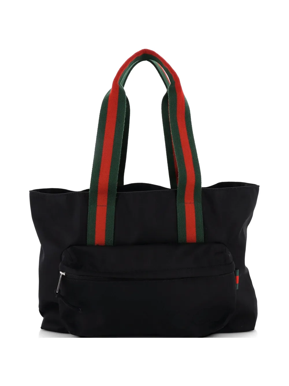 Gucci Pre-Owned Logo Web Pocket Embossed Nylon Large tote bag - Nero