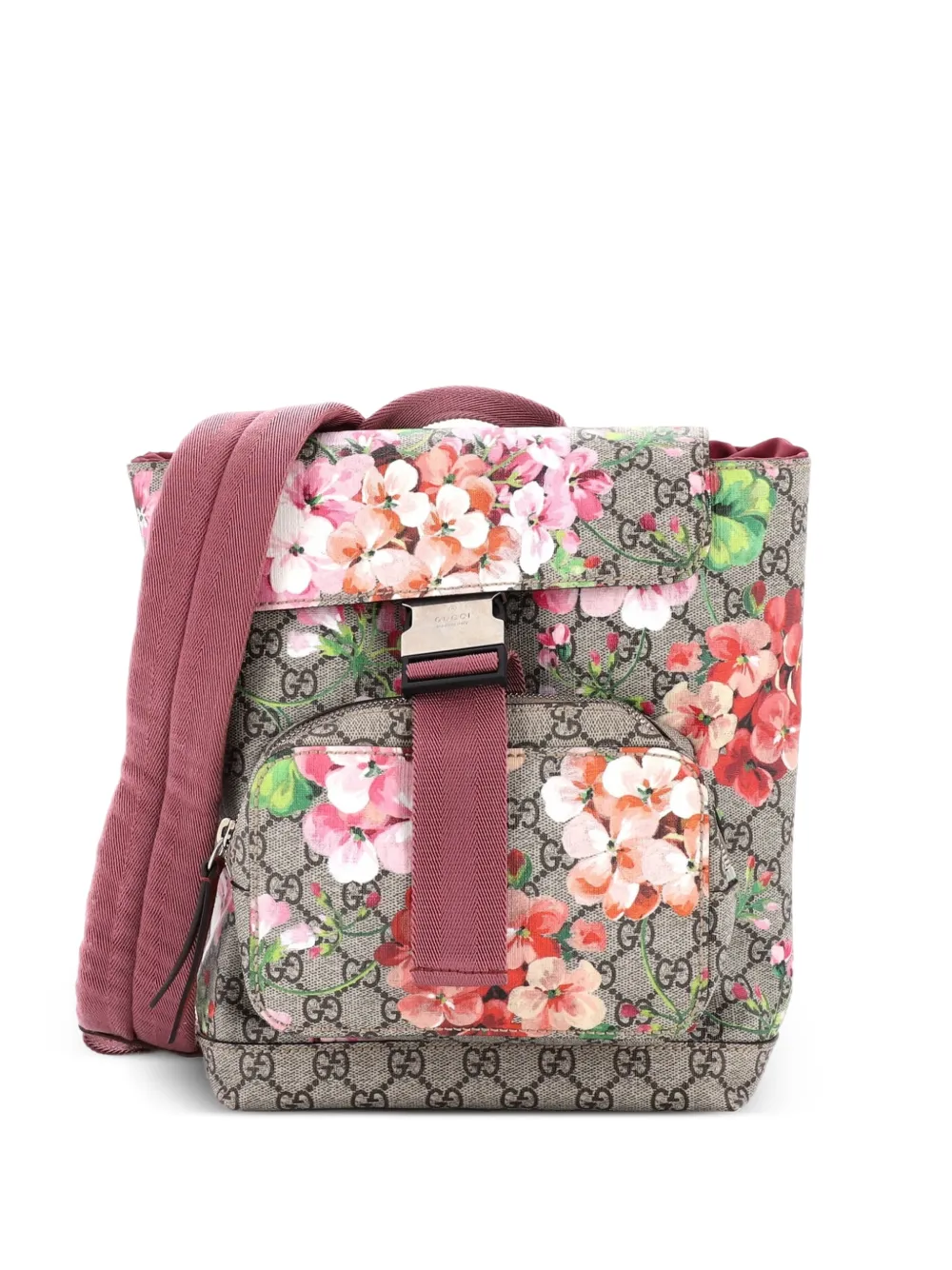 Gucci Pre-Owned Buckle Blooms Print GG Coated Canvas Small backpack - Rosa